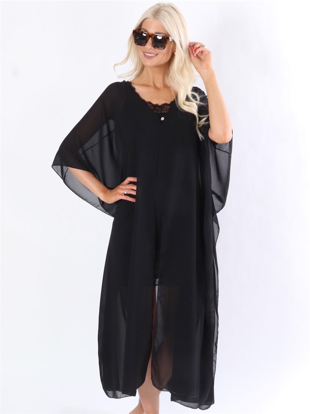 Vita long - Armygrøn lang kimono